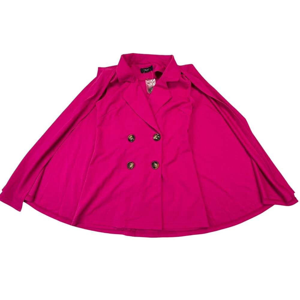 TRAC Hot Pink Double-Breasted Cape Blazer